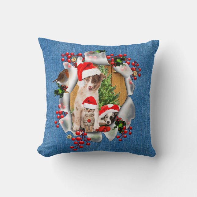 Celebrating Christmas with pet-lovers Cushion (Front)