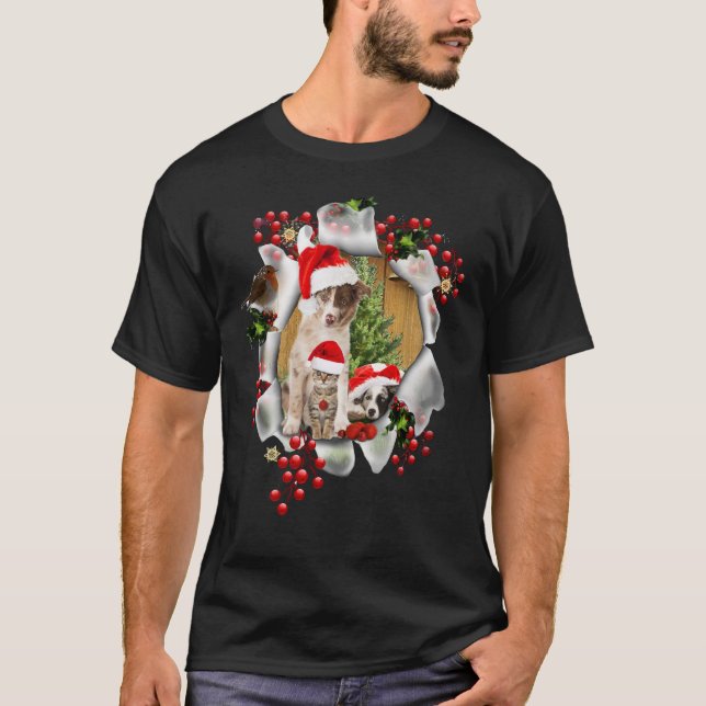 Celebrating Christmas with pet-lovers T-Shirt (Front)