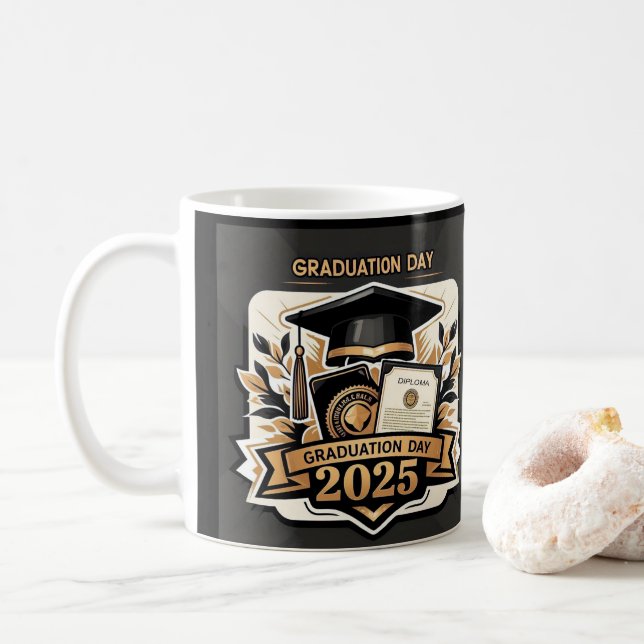 " CELEBRATING EXCELLENCE: GRADUATION DAY 2025 " COFFEE MUG (With Donut)