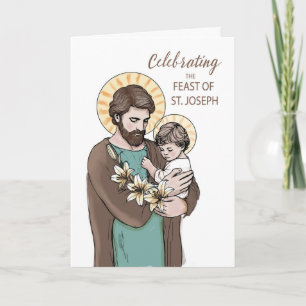 Celebrating Feast of St. Joseph With Jesus Lillies Card