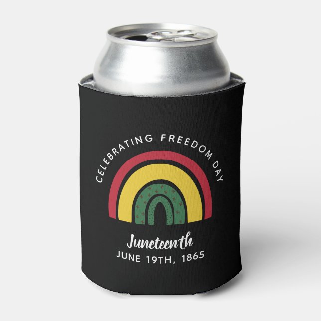 Celebrating Freedom Day Juneteenth 1865 Rainbow Can Cooler (Can Front)