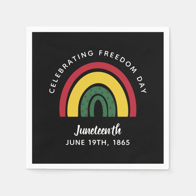 Celebrating Freedom Day Juneteenth 1865 Rainbow Napkin (Front)