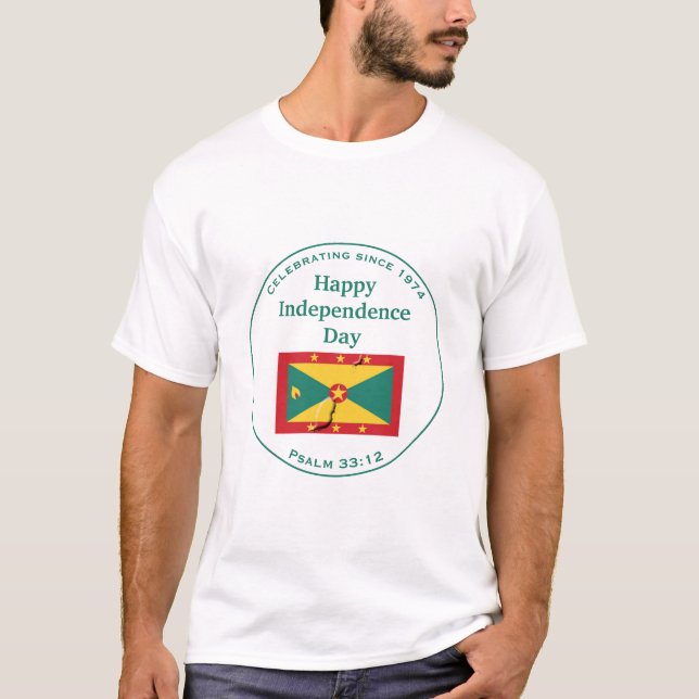 Celebrating GRENADIAN INDEPENDENCE White Grenada T-Shirt (Front)