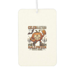 Celebrating Halloween Beer Skull Pumpkin Bat Candl Car Air Freshener