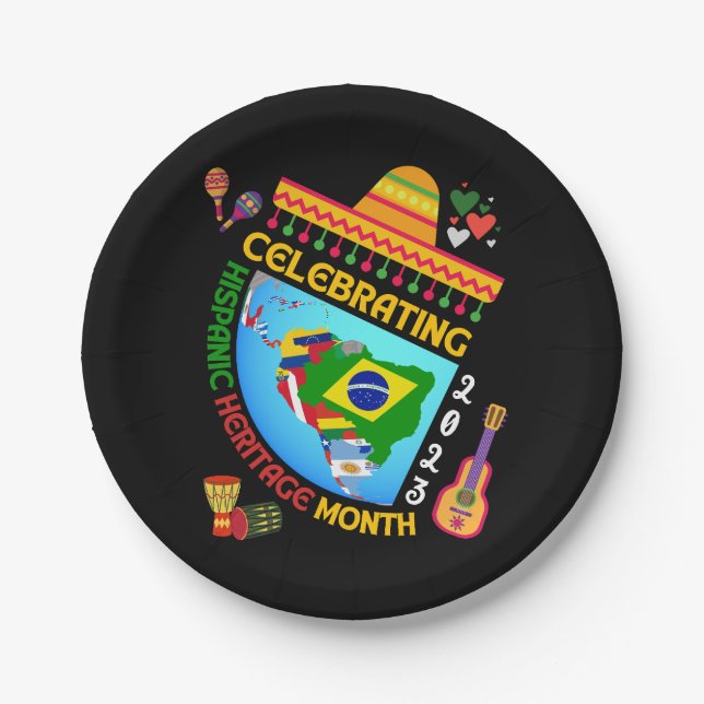 Celebrating HISPANIC HERITAGE MONTH Paper Plate (Front)