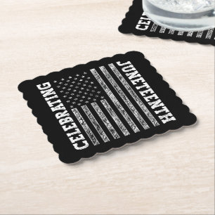 Celebrating Juneteenth Vintage American Flag Cool Paper Coaster