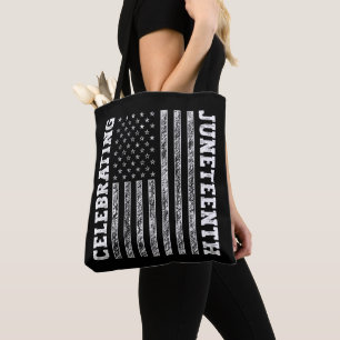 Celebrating Juneteenth Vintage American Flag Cool Tote Bag