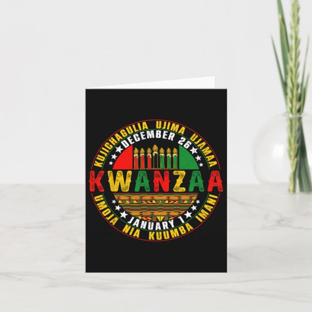 Celebrating Kwanzaa Kinara Principles Candles Pan  Card (Front)