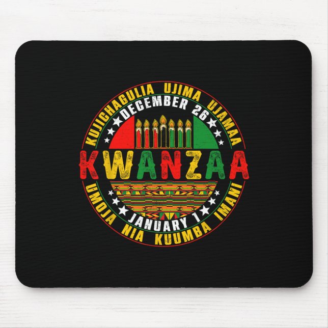 Celebrating Kwanzaa Kinara Principles Candles Pan  Mouse Mat (Front)
