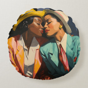 Celebrating Lesbian Black Women Round Cushion