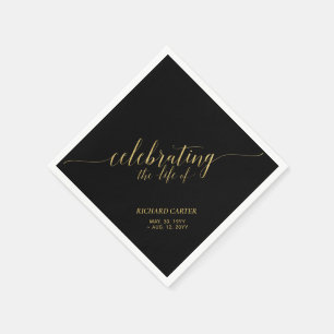 Celebrating Life   Elegant Gold Script Memorial Napkin