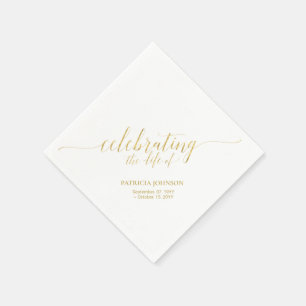 Celebrating Life   Elegant Gold Script Memorial Napkin