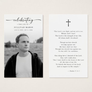 Celebrating Life Elegant Photo Funeral Prayer Card