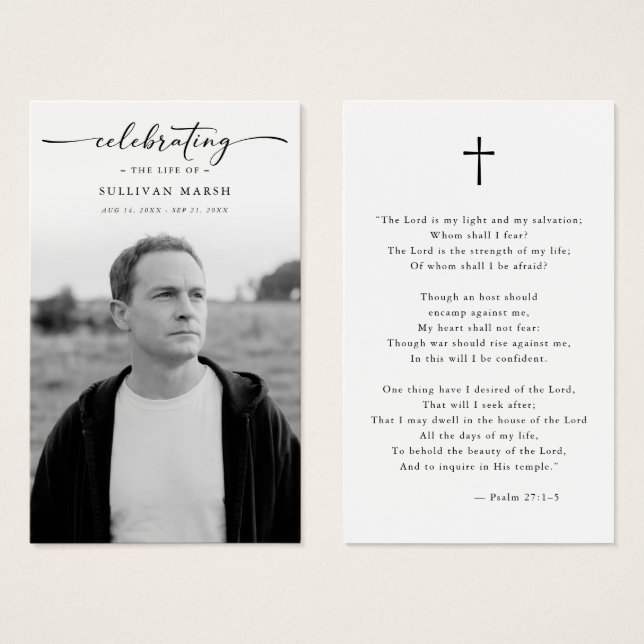 Celebrating Life Elegant Photo Funeral Prayer Card (Front & Back)