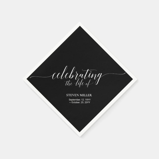 Celebrating Life | Elegant Script Memorial Funeral Napkin (Corner)