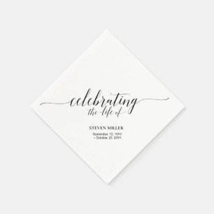 Celebrating Life   Elegant Script Memorial Funeral Napkin