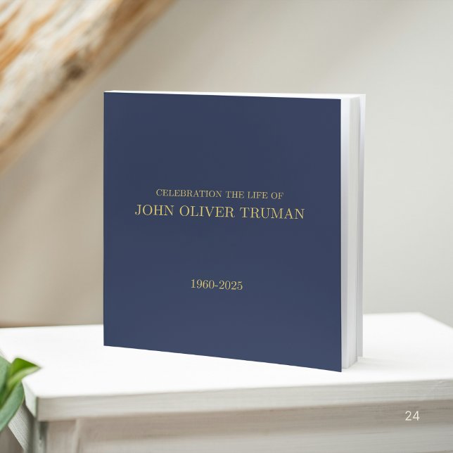 Celebrating Life of Personalised Memorial Funeral Guest Book (Celebrating Life of funeral in loving memory remembrance memorial service bereavement elegant script)