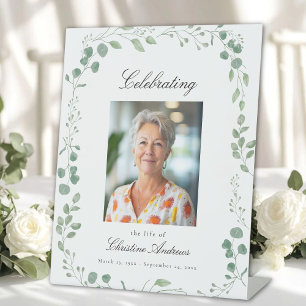 "Celebrating Life of" Photo Funeral Memorial  Pedestal Sign