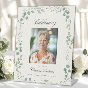 "Celebrating Life of" Photo Funeral Memorial Pedestal Sign