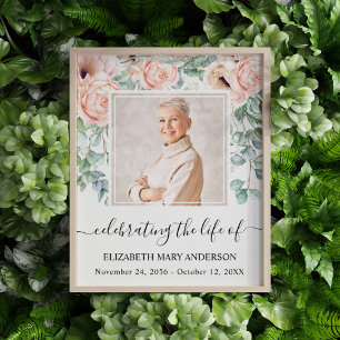 Celebrating Life Photo Blush Pink Peony Memorial Print