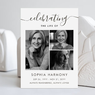 Celebrating Life Script Memorial Photo Program Card