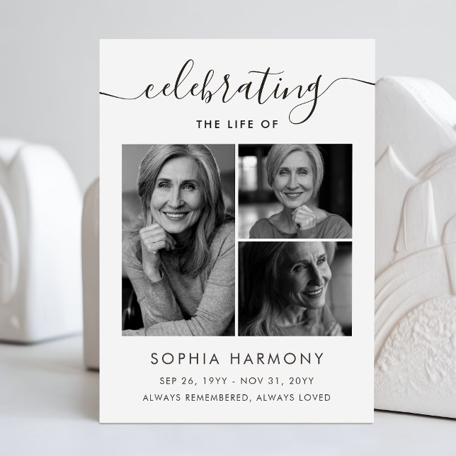 Celebrating Life Script Memorial Photo Program Card (Creator Uploaded)