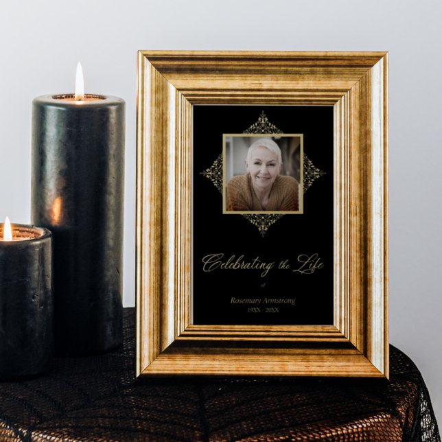 Celebrating Life Whimsical Script Photo Funeral Poster (Creator Uploaded)