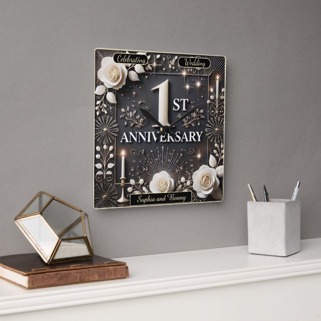 Celebrating Love and Memories on a Special Day Square Wall Clock (Office)