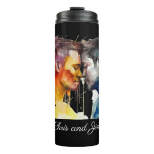 Celebrating Love Gay Men Kissing Personalised Thermal Tumbler