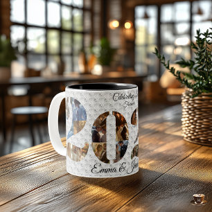 Celebrating Love Wedding Anniversary Photo Collage Two-Tone Coffee Mug