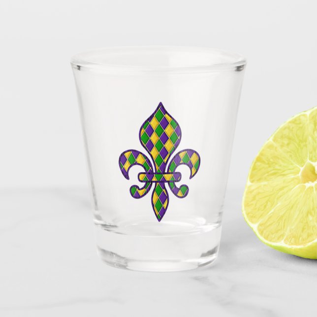 Celebrating Mardi Gras Carnival Shot Glass (Front)