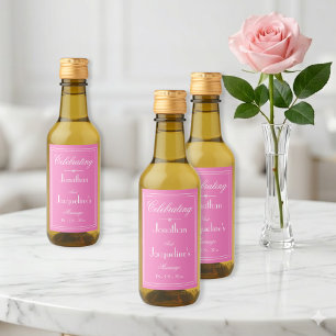 Celebrating Marriage Elegant Pink & White Mini Wine Label