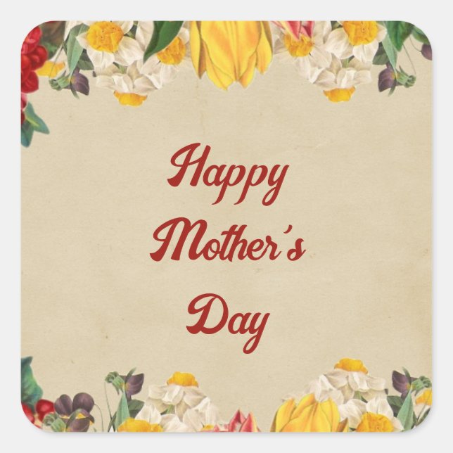Celebrating Mother's Day 2024 with Bright Floral  Square Sticker (Front)