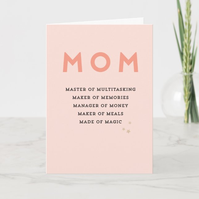 Celebrating Mother's  MOM acronym cute funny Card (Front)
