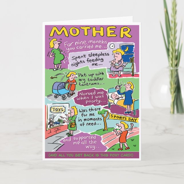 Celebrating Mum's Birthday. Mother Cartoons Card (Front)