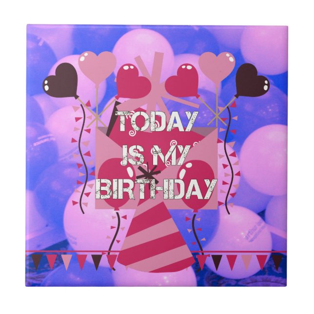 Celebrating My Joyous Birthday Blessings Tile (Front)