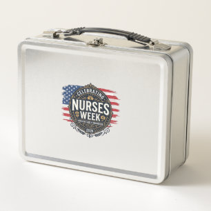 Celebrating Nurses Week 2026 Patriotic Vintage Des Metal Lunch Box