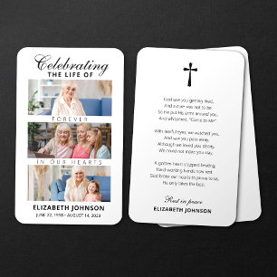 Celebrating of Life Funeral Memorial 3 Photo Card