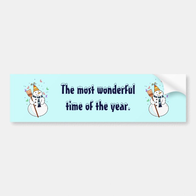 Celebrating Snowman Bumper Sticker (Front)
