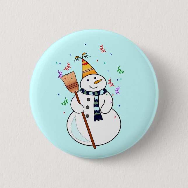 Celebrating Snowman Button (Front)