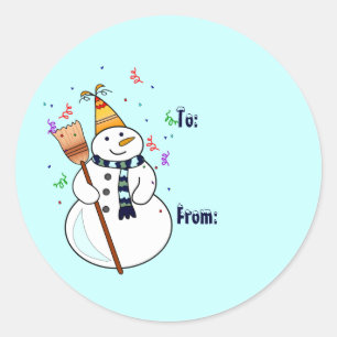 Celebrating Snowman Gift Tag Stickers