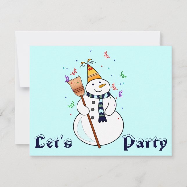 Celebrating Snowman Invitation- Blank Inside Invitation (Front)
