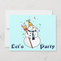 Celebrating Snowman Invitation- Blank Inside