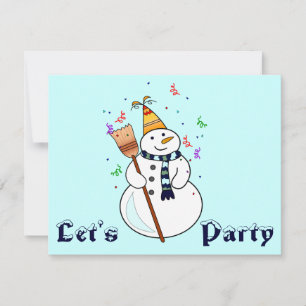 Celebrating Snowman Invitation- Blank Inside Invitation