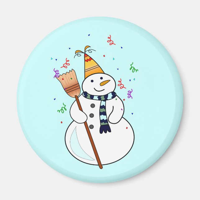 Celebrating Snowman Magnet (Front)