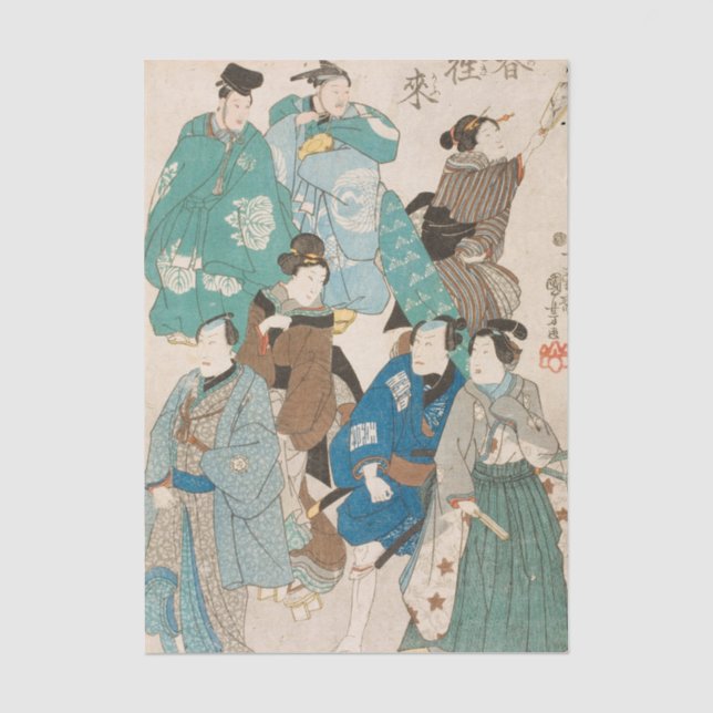 Celebrating Spring by Utagawa Kuniyoshi Tissue Paper (Front)