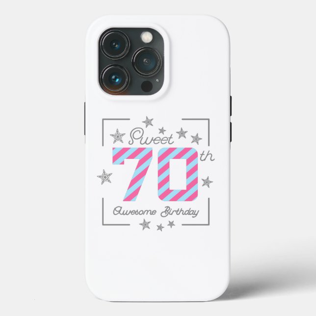 Celebrating Sweet 70th Awesome Birthday Case-Mate iPhone Case (Back)