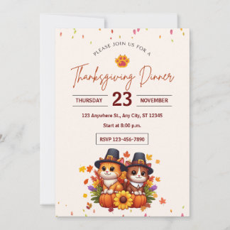 CELEBRATING THANKSGIVING WITH ADORABLE KITTENS INVITATION