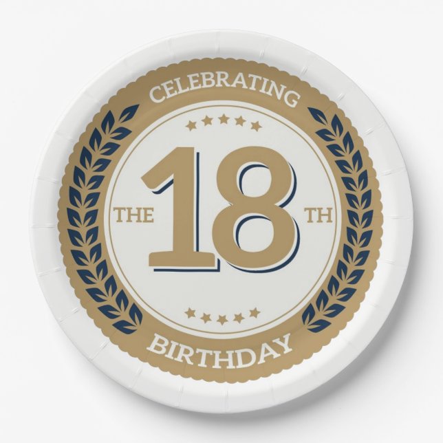 Celebrating the 18th Birthday Paper Plate (Front)