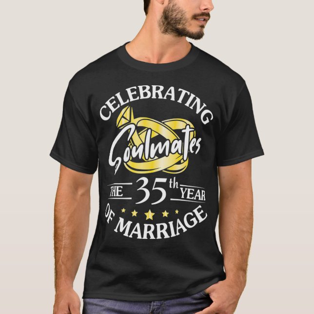 Celebrating The 35th Years Of Marriage Wedding Hus T-Shirt (Front)